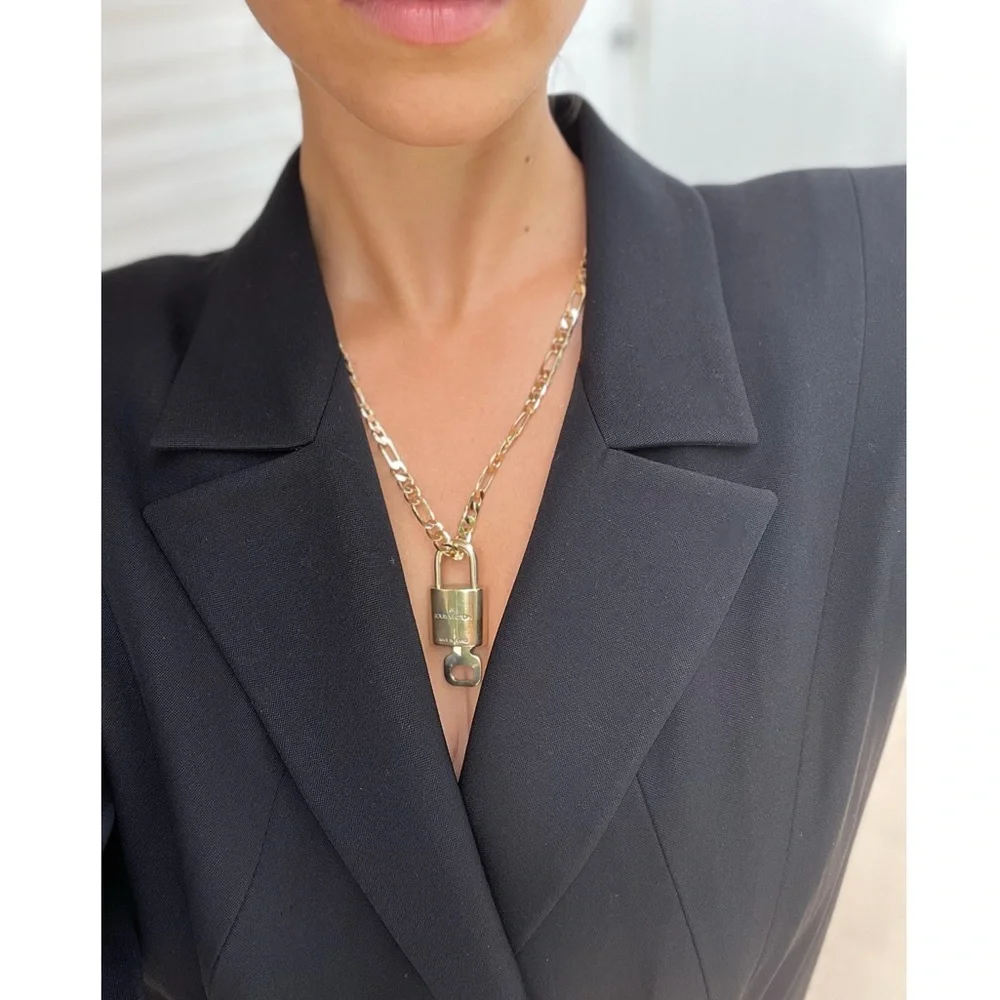 Louis Vuitton 14k Padlock & Key Necklace Set - Picture 1 of 8